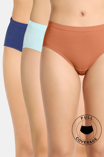 Buy Zivame Medium Rise Full Coverage Hipster Panty (Pack of 3) - Multicolor